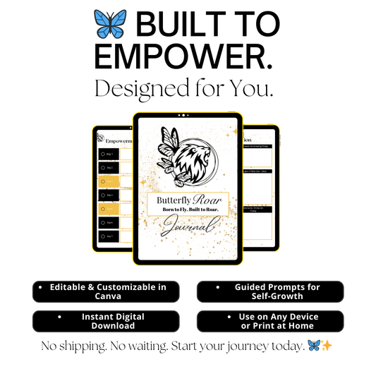 Butterfly Roar Digital Journal – Editable Self-Growth Template